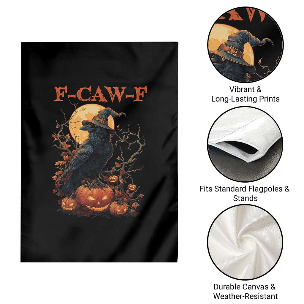 Funny Halloween F Caw F Garden Flag Black Crow Moon Gothic Spooky Season - Wonder Print Shop