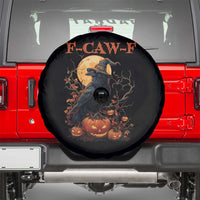 Funny Halloween F Caw F Spare Tire Cover Black Crow Moon Gothic Spooky Season - Wonder Print Shop