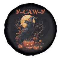 Funny Halloween F Caw F Spare Tire Cover Black Crow Moon Gothic Spooky Season - Wonder Print Shop