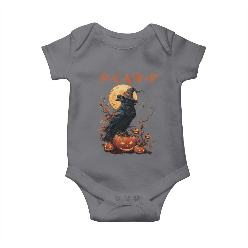 Funny Halloween F Caw F Baby Onesie Black Crow Moon Gothic Spooky Season - Wonder Print Shop