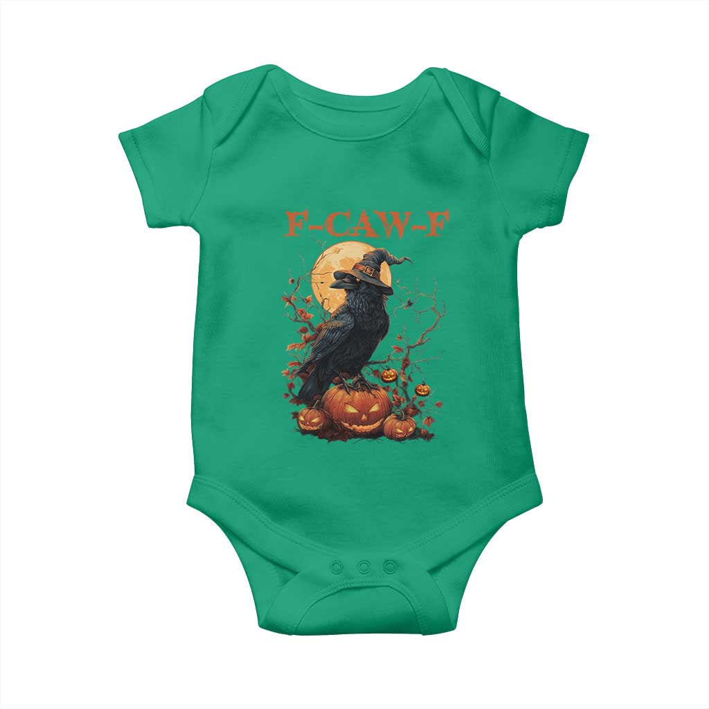 Funny Halloween F Caw F Baby Onesie Black Crow Moon Gothic Spooky Season - Wonder Print Shop