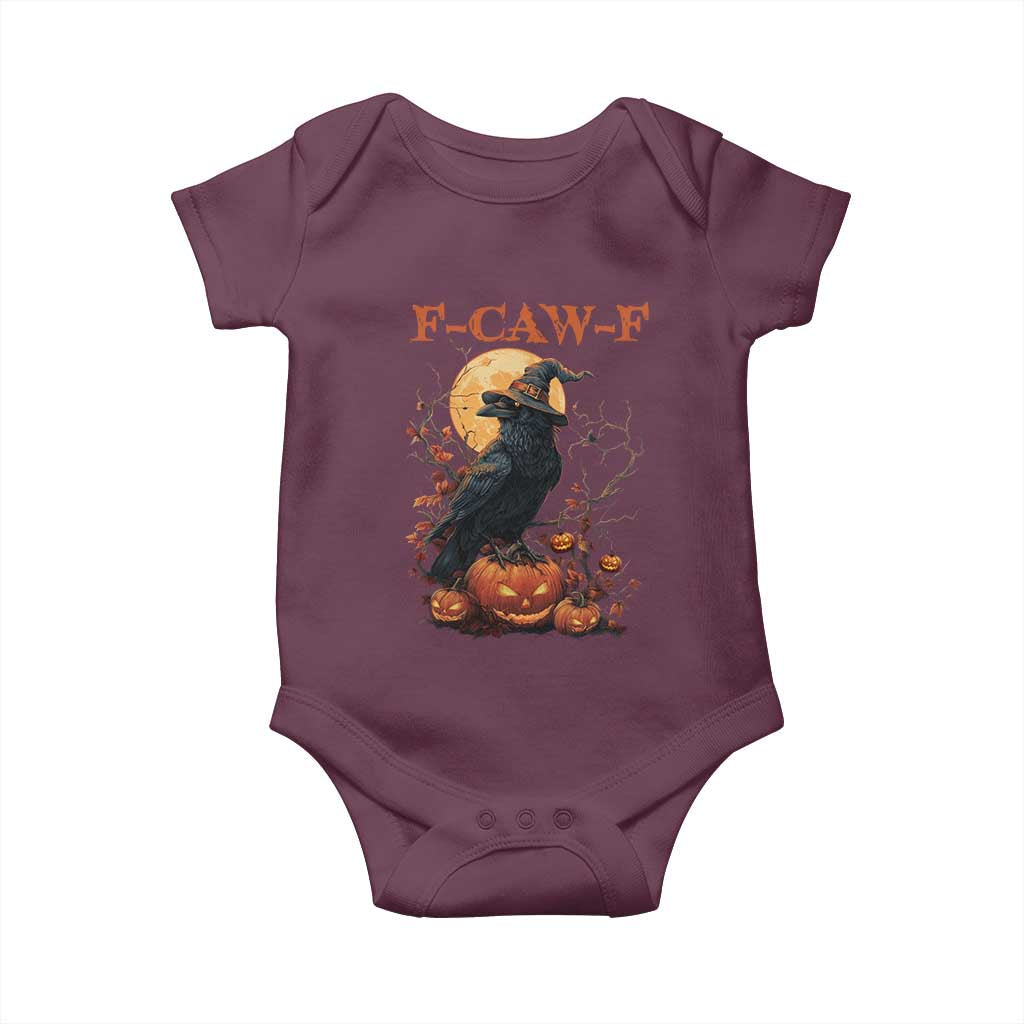 Funny Halloween F Caw F Baby Onesie Black Crow Moon Gothic Spooky Season - Wonder Print Shop