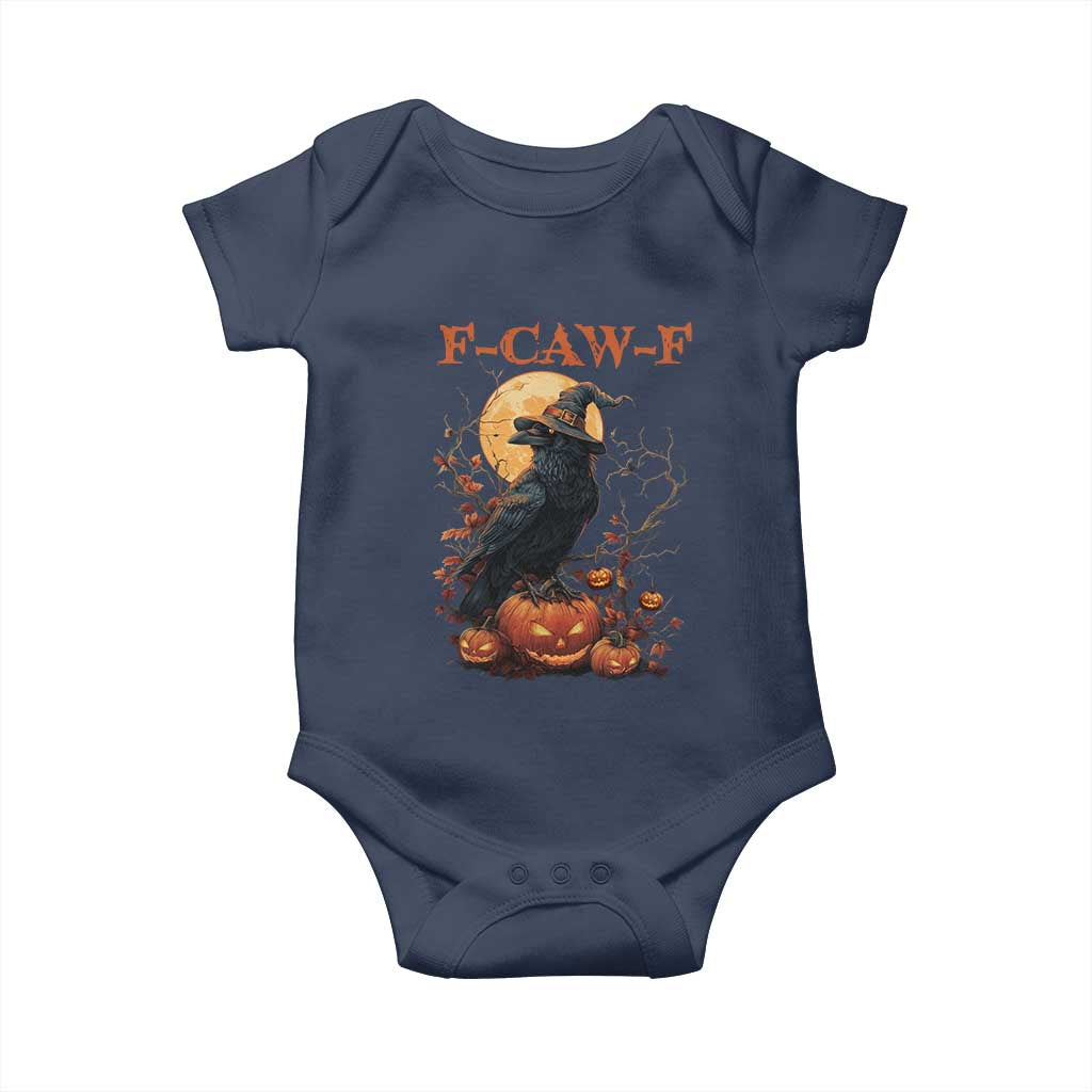 Funny Halloween F Caw F Baby Onesie Black Crow Moon Gothic Spooky Season - Wonder Print Shop