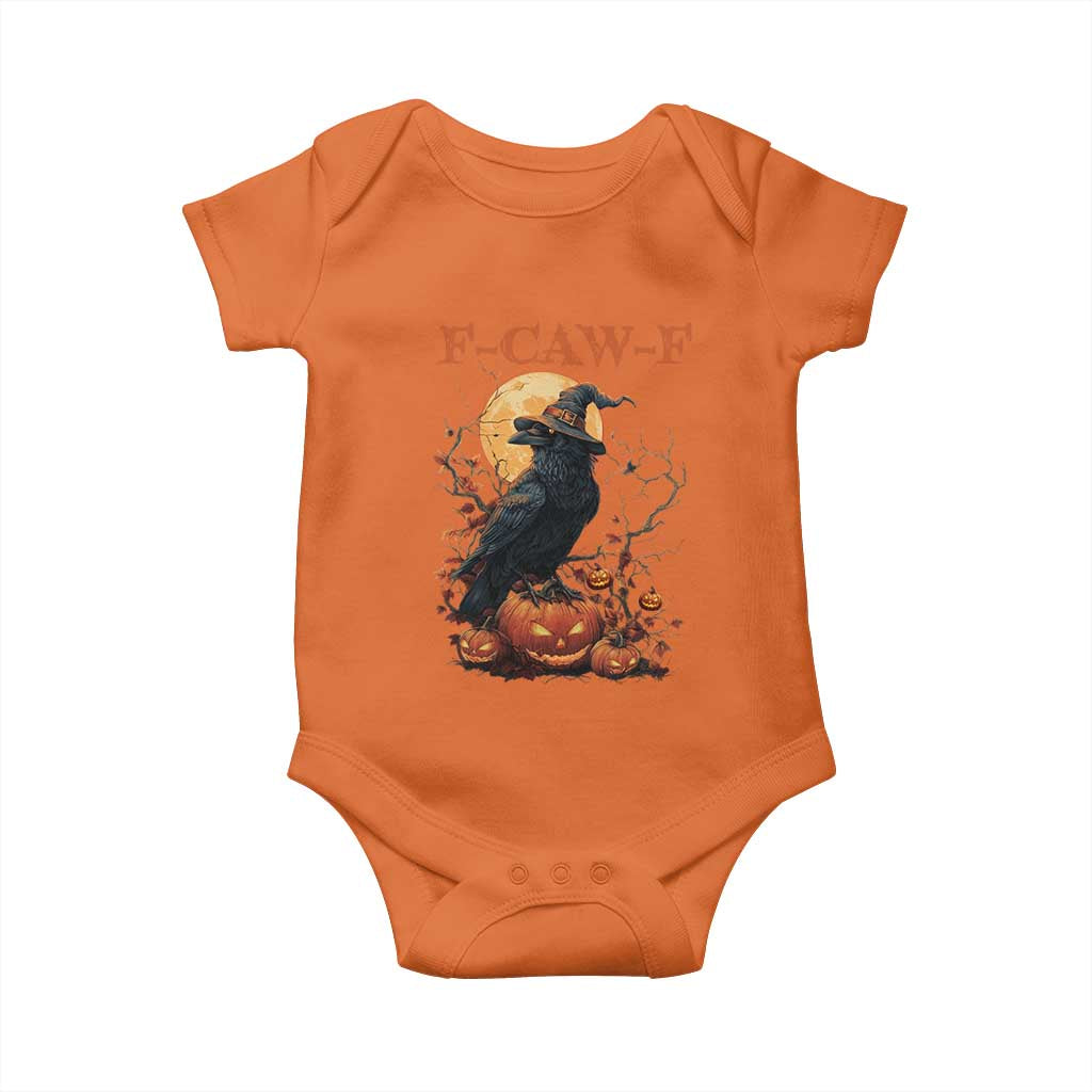 Funny Halloween F Caw F Baby Onesie Black Crow Moon Gothic Spooky Season - Wonder Print Shop