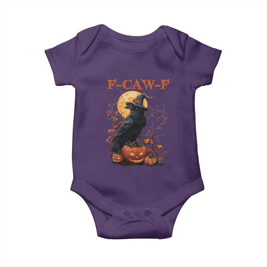 Funny Halloween F Caw F Baby Onesie Black Crow Moon Gothic Spooky Season - Wonder Print Shop