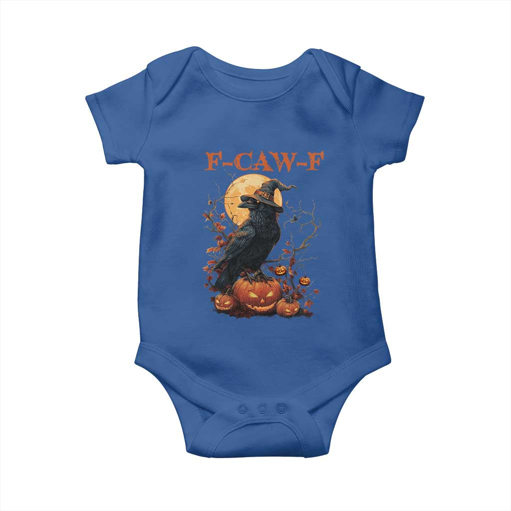 Funny Halloween F Caw F Baby Onesie Black Crow Moon Gothic Spooky Season - Wonder Print Shop