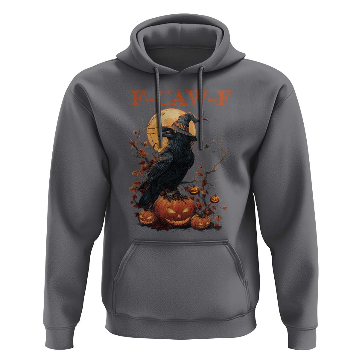 Funny Halloween F Caw F Hoodie Black Crow Moon Gothic Spooky Season - Wonder Print Shop