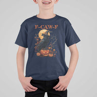 Funny Halloween F Caw F T Shirt For Kid Black Crow Moon Gothic Spooky Season - Wonder Print Shop