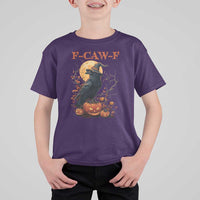 Funny Halloween F Caw F T Shirt For Kid Black Crow Moon Gothic Spooky Season - Wonder Print Shop