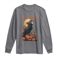 Funny Halloween F Caw F Long Sleeve Shirt Black Crow Moon Gothic Spooky Season - Wonder Print Shop