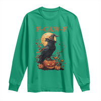Funny Halloween F Caw F Long Sleeve Shirt Black Crow Moon Gothic Spooky Season - Wonder Print Shop