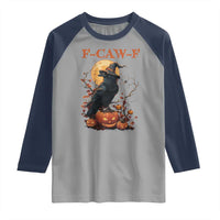 Funny Halloween F Caw F Raglan Shirt Black Crow Moon Gothic Spooky Season - Wonder Print Shop