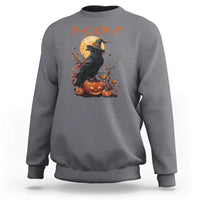 Funny Halloween F Caw F Sweatshirt Black Crow Moon Gothic Spooky Season - Wonder Print Shop