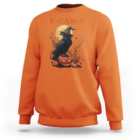 Funny Halloween F Caw F Sweatshirt Black Crow Moon Gothic Spooky Season - Wonder Print Shop