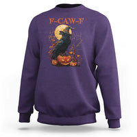 Funny Halloween F Caw F Sweatshirt Black Crow Moon Gothic Spooky Season - Wonder Print Shop