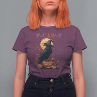 Funny Halloween F Caw F T Shirt For Women Black Crow Moon Gothic Spooky Season - Wonder Print Shop