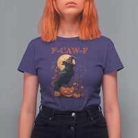 Funny Halloween F Caw F T Shirt For Women Black Crow Moon Gothic Spooky Season - Wonder Print Shop