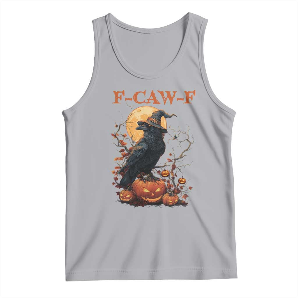 Funny Halloween F Caw F Tank Top Black Crow Moon Gothic Spooky Season - Wonder Print Shop