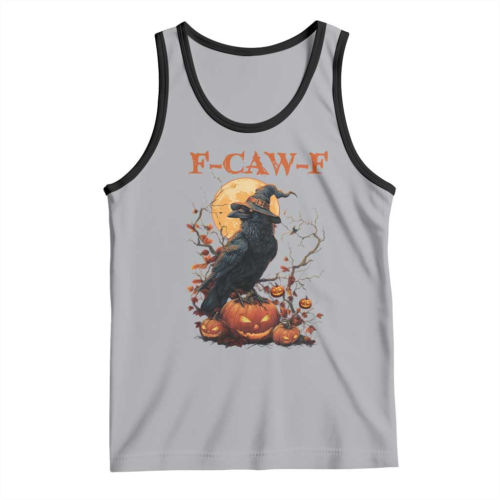 Funny Halloween F Caw F Tank Top Black Crow Moon Gothic Spooky Season - Wonder Print Shop