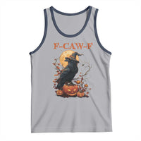 Funny Halloween F Caw F Tank Top Black Crow Moon Gothic Spooky Season - Wonder Print Shop