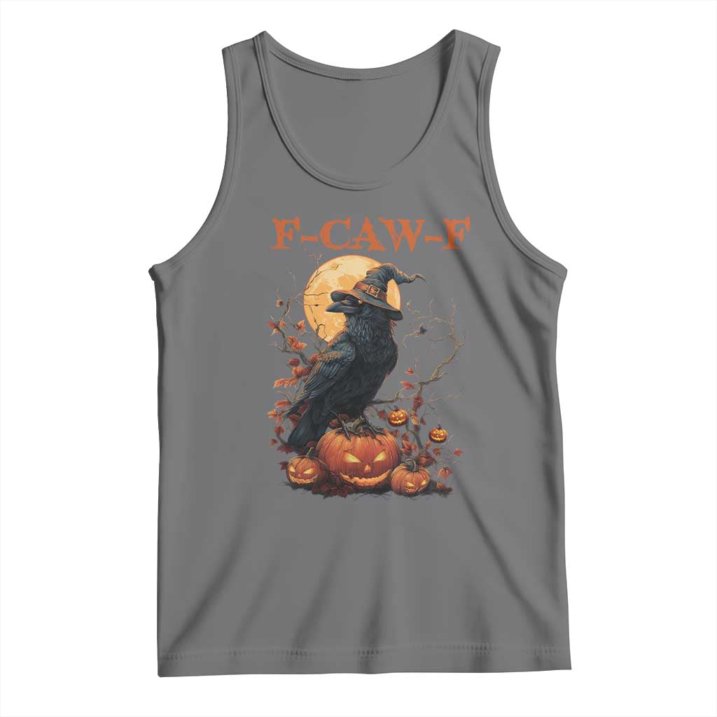 Funny Halloween F Caw F Tank Top Black Crow Moon Gothic Spooky Season - Wonder Print Shop