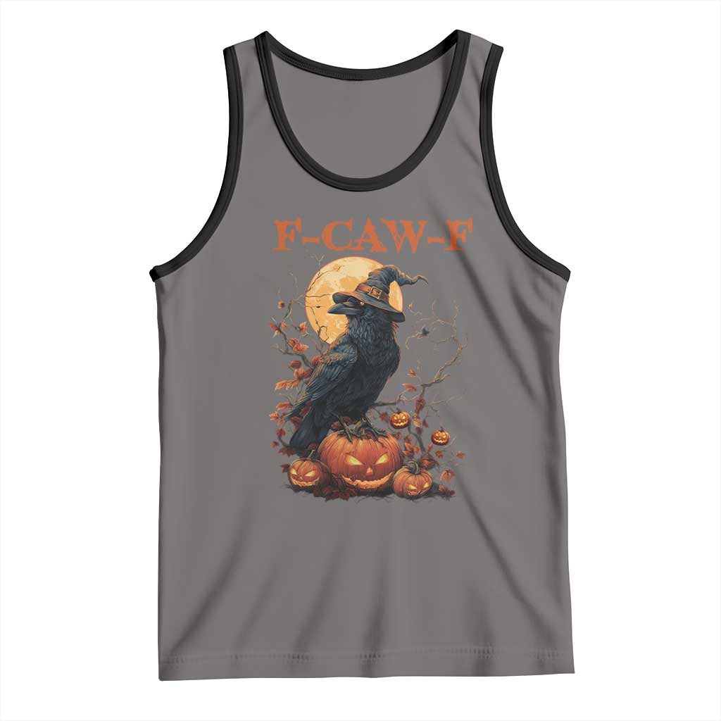 Funny Halloween F Caw F Tank Top Black Crow Moon Gothic Spooky Season - Wonder Print Shop