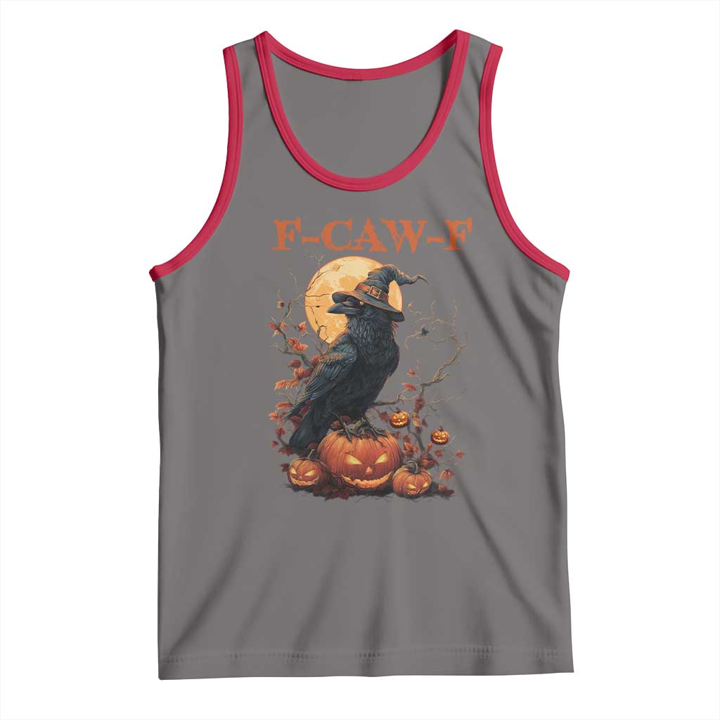 Funny Halloween F Caw F Tank Top Black Crow Moon Gothic Spooky Season - Wonder Print Shop