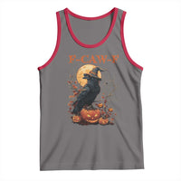 Funny Halloween F Caw F Tank Top Black Crow Moon Gothic Spooky Season - Wonder Print Shop