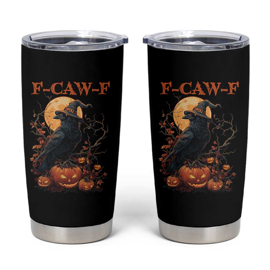 Funny Halloween F Caw F Tumbler Cup Black Crow Moon Gothic Spooky Season - Wonder Print Shop
