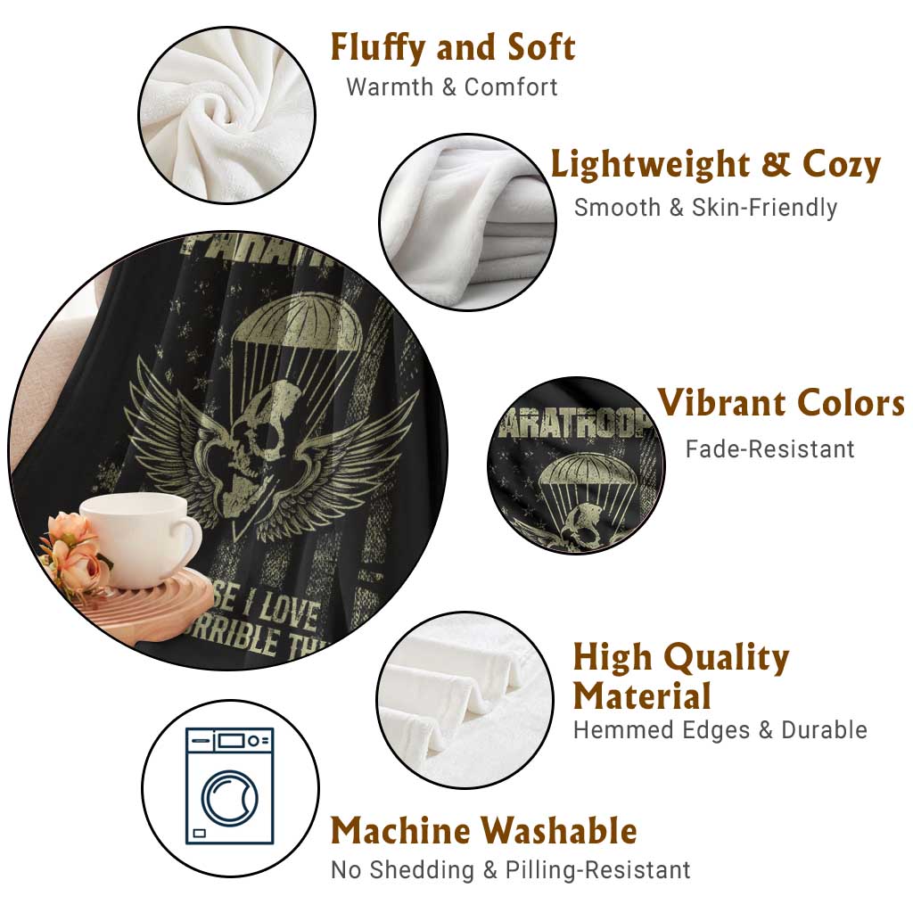 Military Paratrooper Throw Blanket For Those I Love I Will Do Horrible Things Airborne Soldier - Wonder Print Shop