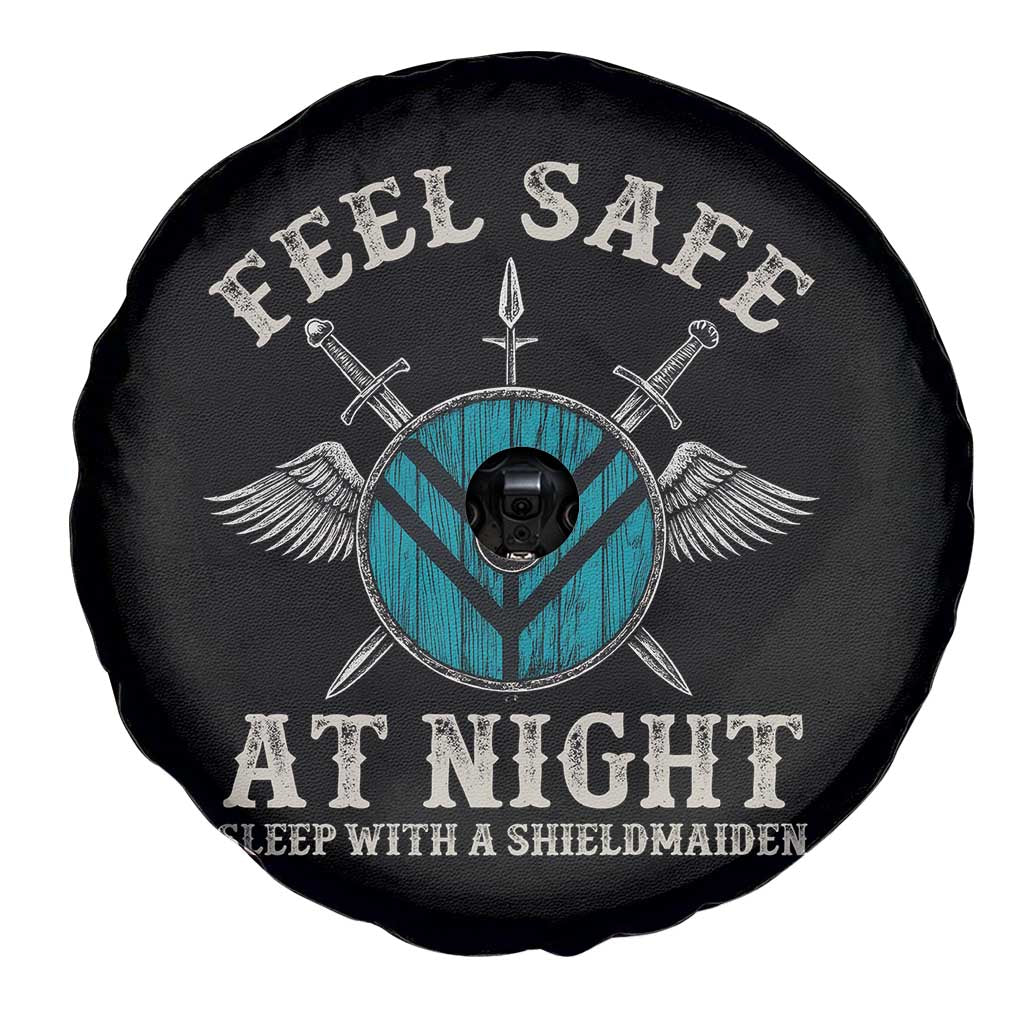 Funny Feel Safe At Night Sleep With A Shieldmaiden Spare Tire Cover Viking Pride - Wonder Print Shop