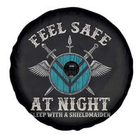 Funny Feel Safe At Night Sleep With A Shieldmaiden Spare Tire Cover Viking Pride - Wonder Print Shop