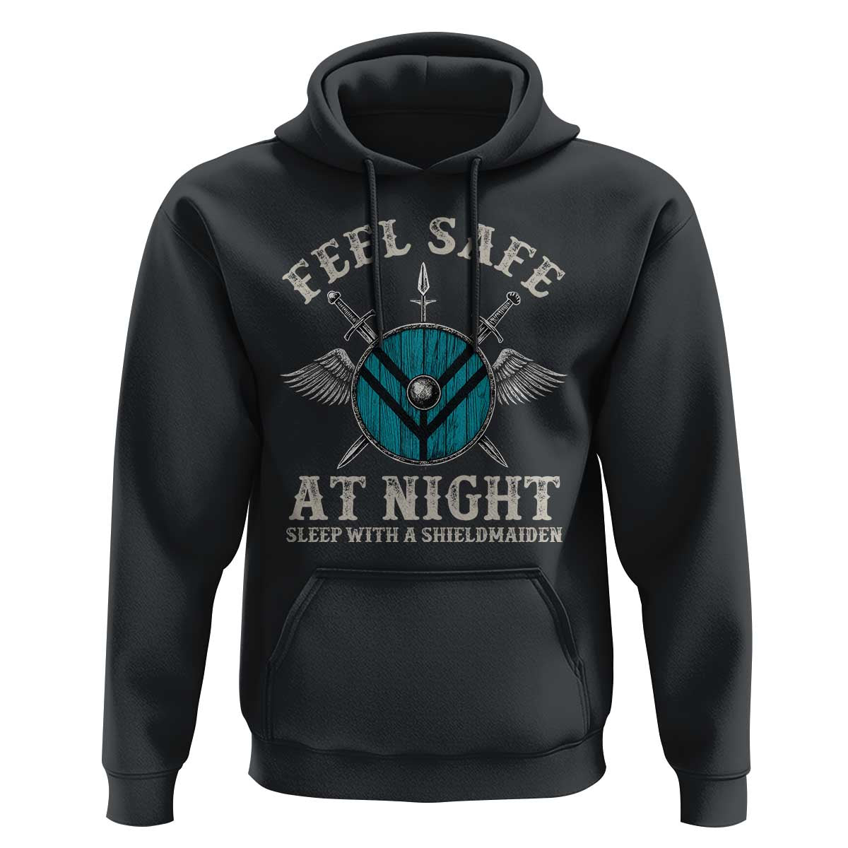 Funny Feel Safe At Night Sleep With A Shieldmaiden Hoodie Viking Pride - Wonder Print Shop