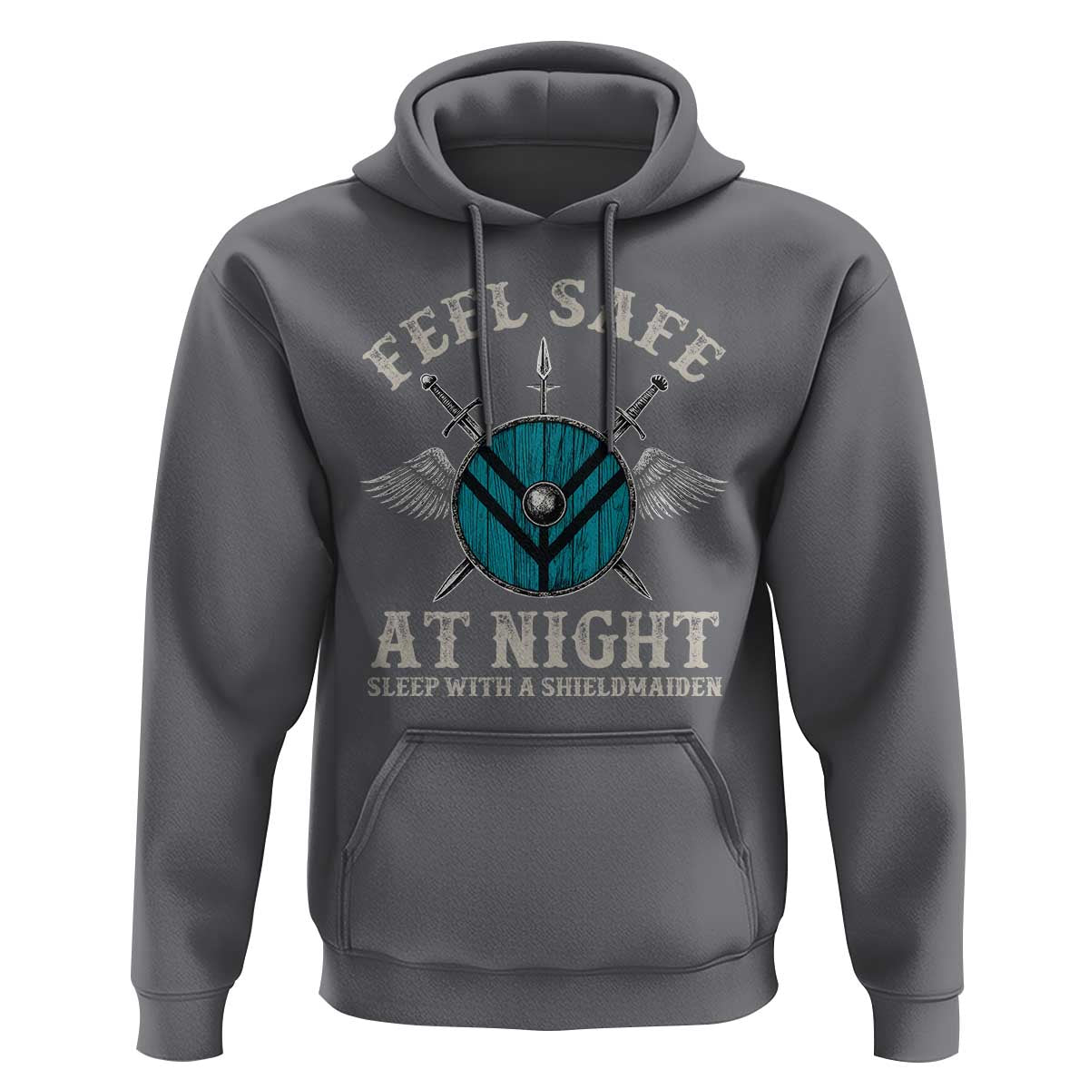 Funny Feel Safe At Night Sleep With A Shieldmaiden Hoodie Viking Pride - Wonder Print Shop