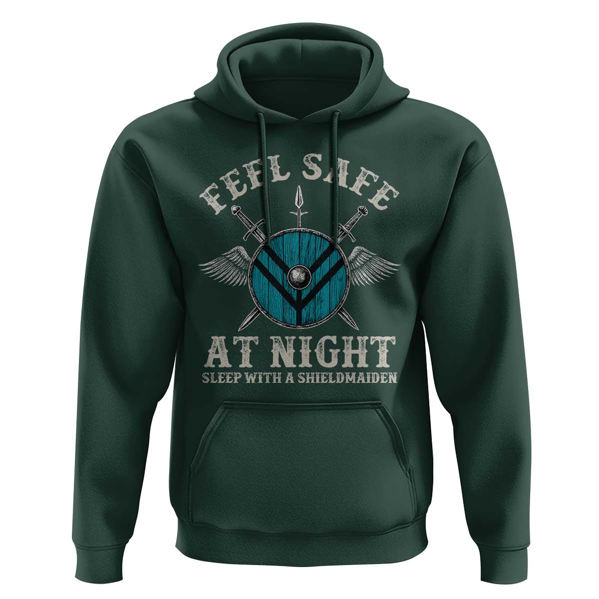 Funny Feel Safe At Night Sleep With A Shieldmaiden Hoodie Viking Pride - Wonder Print Shop