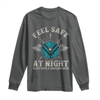 Funny Feel Safe At Night Sleep With A Shieldmaiden Long Sleeve Shirt Viking Pride - Wonder Print Shop