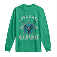 Funny Feel Safe At Night Sleep With A Shieldmaiden Long Sleeve Shirt Viking Pride - Wonder Print Shop