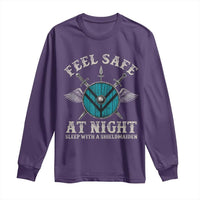 Funny Feel Safe At Night Sleep With A Shieldmaiden Long Sleeve Shirt Viking Pride - Wonder Print Shop