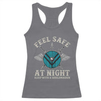 Funny Feel Safe At Night Sleep With A Shieldmaiden Racerback Tank Top Viking Pride - Wonder Print Shop