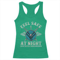 Funny Feel Safe At Night Sleep With A Shieldmaiden Racerback Tank Top Viking Pride - Wonder Print Shop