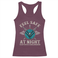 Funny Feel Safe At Night Sleep With A Shieldmaiden Racerback Tank Top Viking Pride - Wonder Print Shop