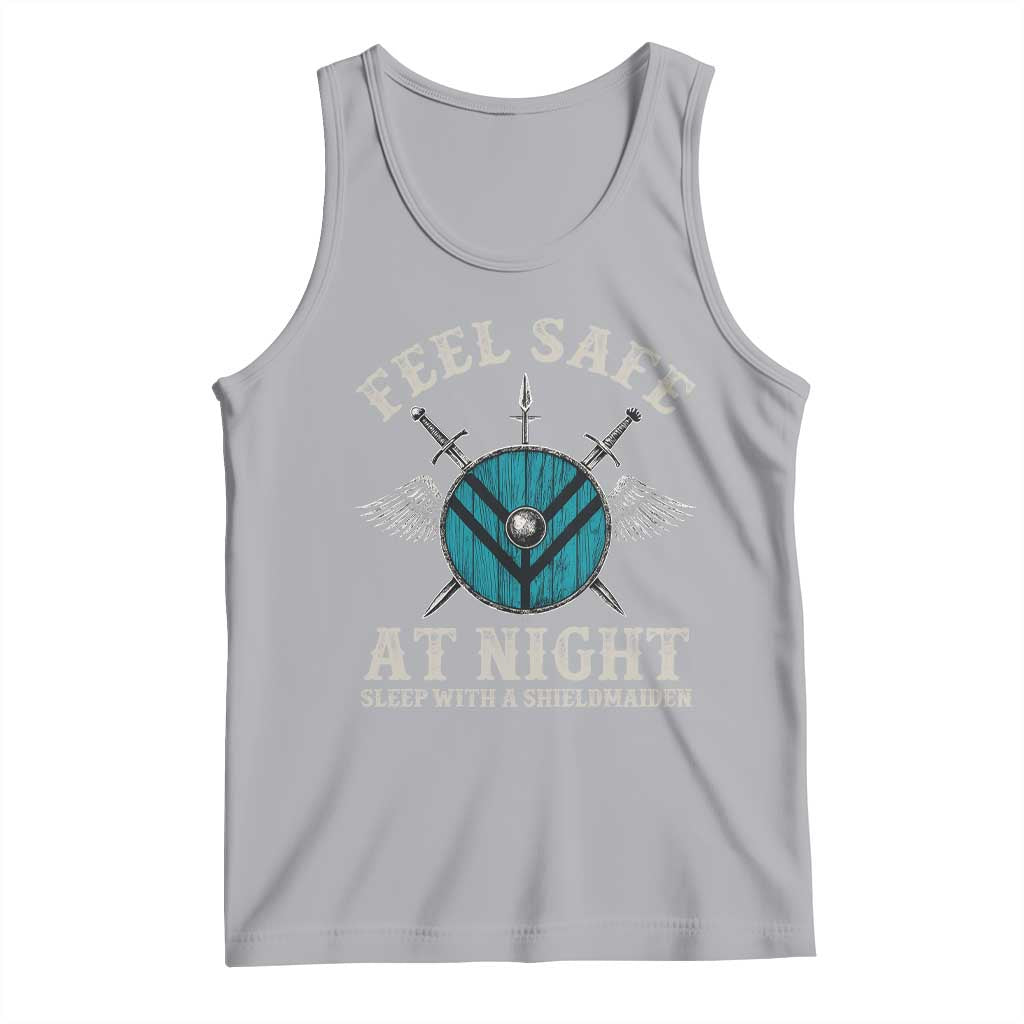 Funny Feel Safe At Night Sleep With A Shieldmaiden Tank Top Viking Pride - Wonder Print Shop