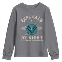 Funny Feel Safe At Night Sleep With A Shieldmaiden Youth Sweatshirt Viking Pride - Wonder Print Shop