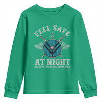 Funny Feel Safe At Night Sleep With A Shieldmaiden Youth Sweatshirt Viking Pride - Wonder Print Shop