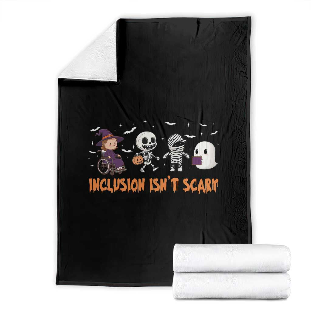 Halloween Teacher Throw Blanket Inclusion Isn't Scary Cute Skeleton Ghost Witch - Wonder Print Shop