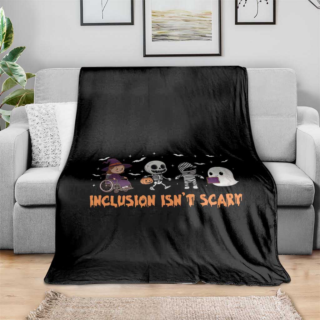 Halloween Teacher Throw Blanket Inclusion Isn't Scary Cute Skeleton Ghost Witch - Wonder Print Shop