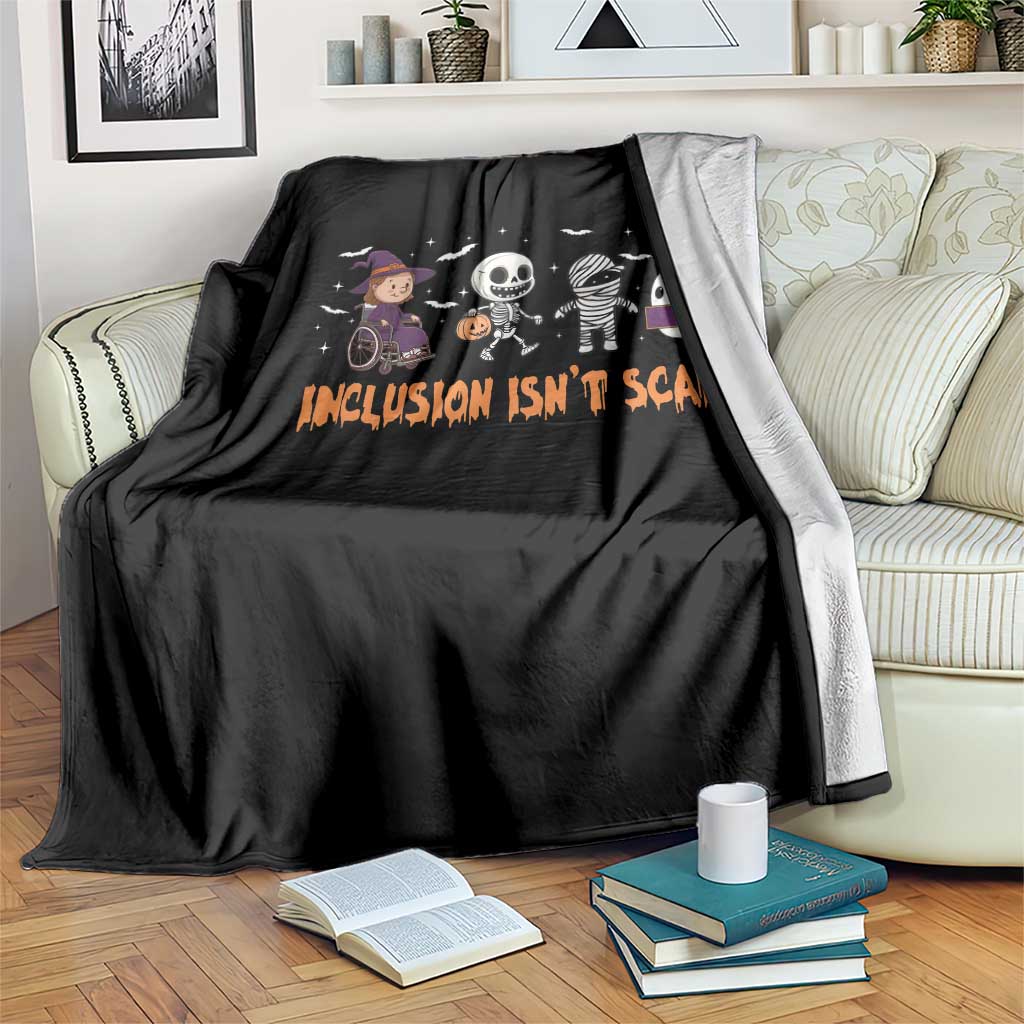 Halloween Teacher Throw Blanket Inclusion Isn't Scary Cute Skeleton Ghost Witch - Wonder Print Shop