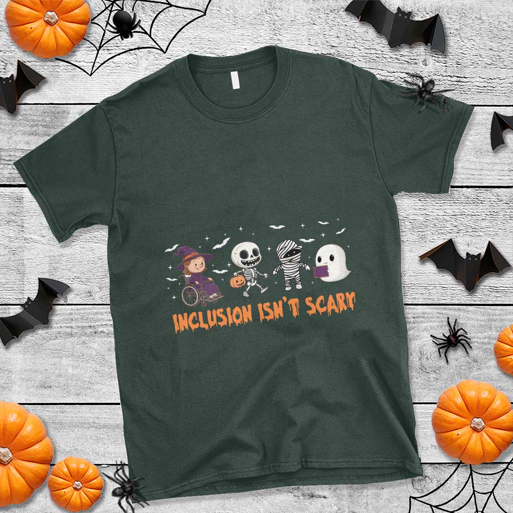 Halloween Teacher T Shirt Inclusion Isn't Scary Cute Skeleton Ghost Witch - Wonder Print Shop