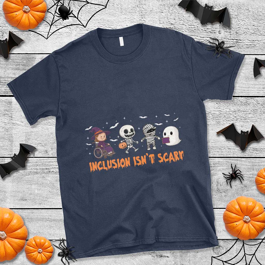 Halloween Teacher T Shirt Inclusion Isn't Scary Cute Skeleton Ghost Witch - Wonder Print Shop