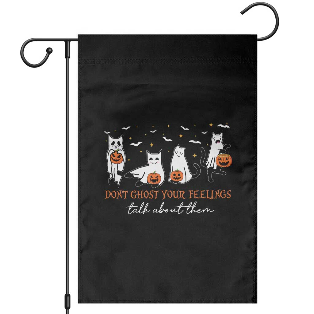 Halloween School Counselor Garden Flag Don't Ghost Your Feelings Talk About Them Ghost Cats - Wonder Print Shop